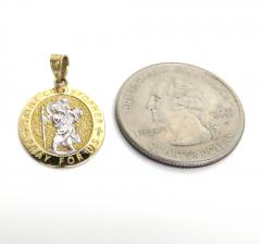10k two toned gold mini saint christopher pray for us pendant 