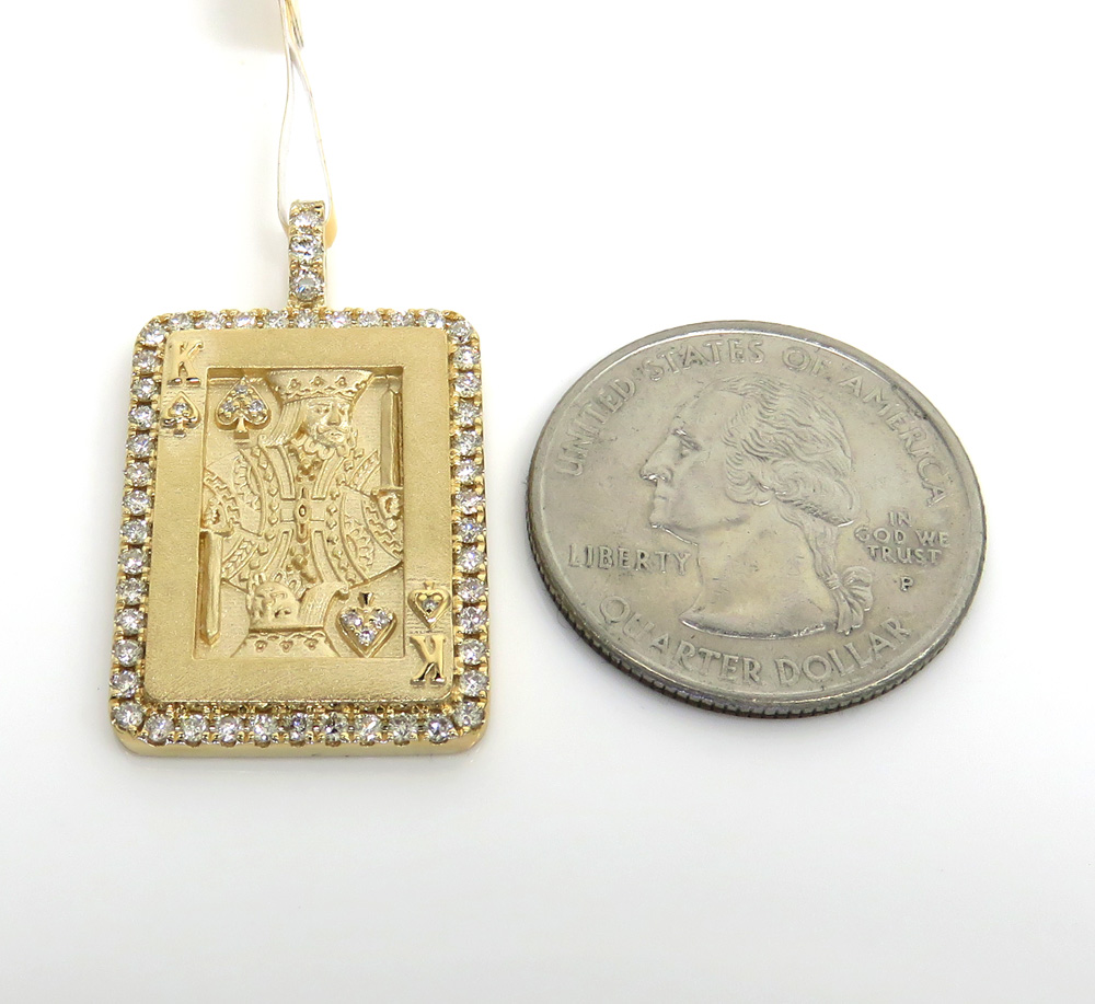 14k gold diamond king of spades pendant 0.75ct