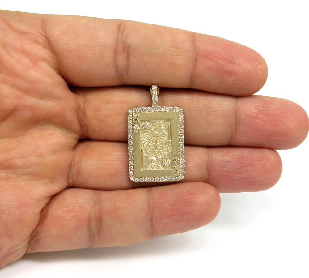 14k gold diamond king of spades pendant 0.75ct