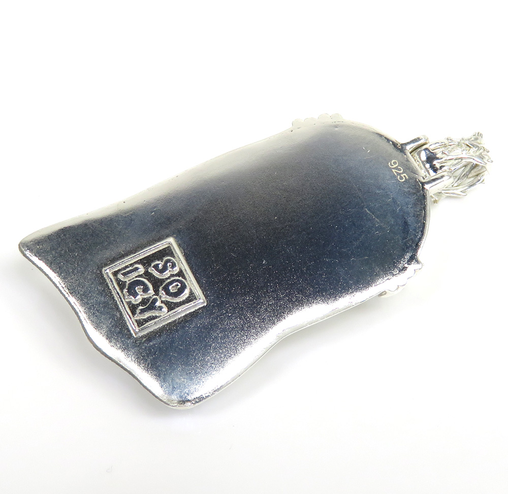 925 sterling silver large cz smooth jesus pendant 0.05ct - Image 4