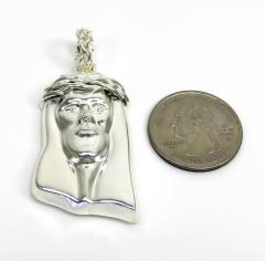 925 sterling silver large cz smooth jesus pendant 0.05ct