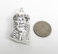 925 sterling silver large cz diamond cut jesus pendant 0.05ct