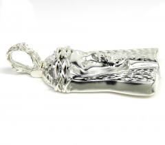 925 sterling silver large cz diamond cut jesus pendant 0.05ct