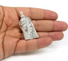 925 sterling silver large cz diamond cut jesus pendant 0.05ct