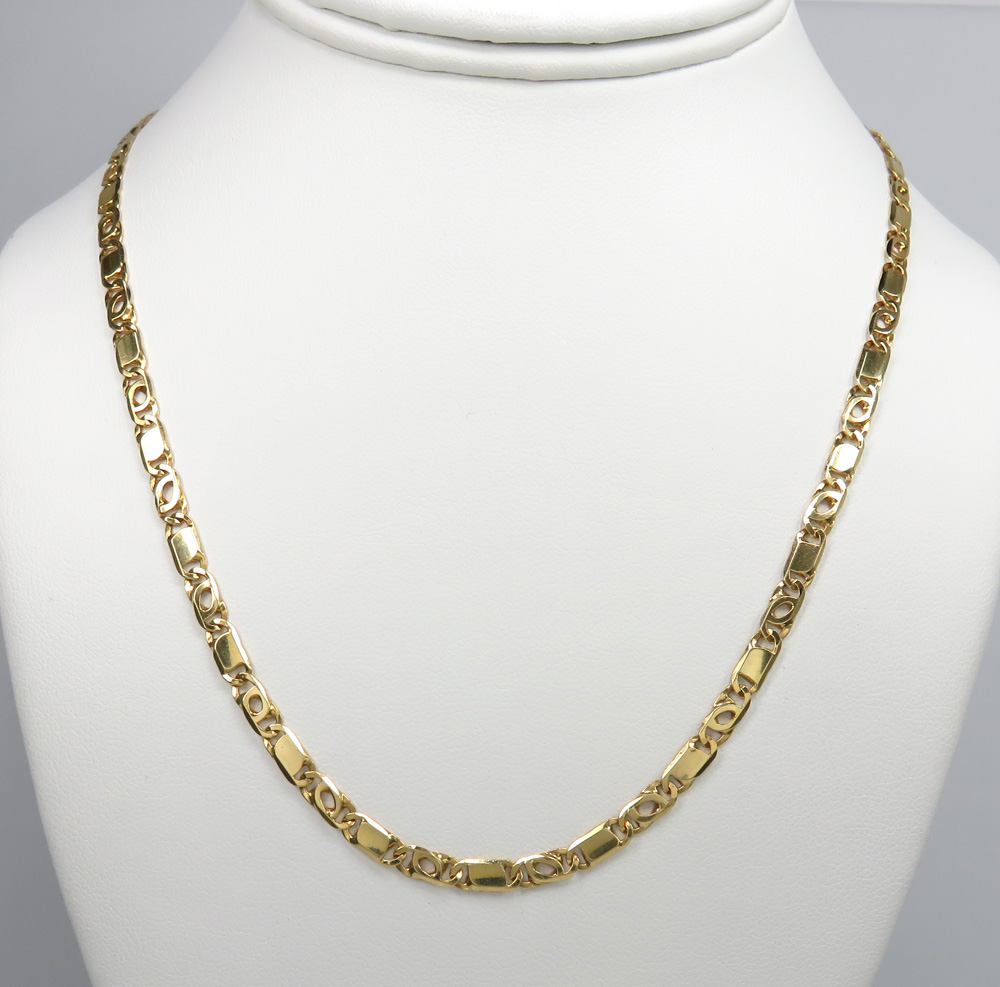14k yellow gold solid tiger eye link chain 20 inch 4.20mm
