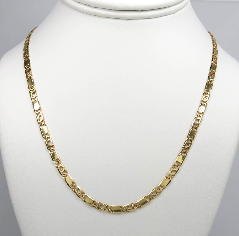 14k yellow gold solid tiger eye link chain 20-24 inch 3.6mm - Image 5