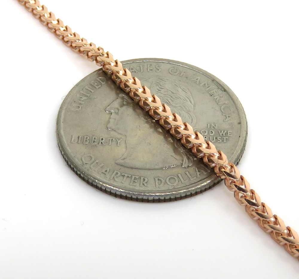 14k rose gold solid tight franco link chain 18-24 inches 2mm - Image 2