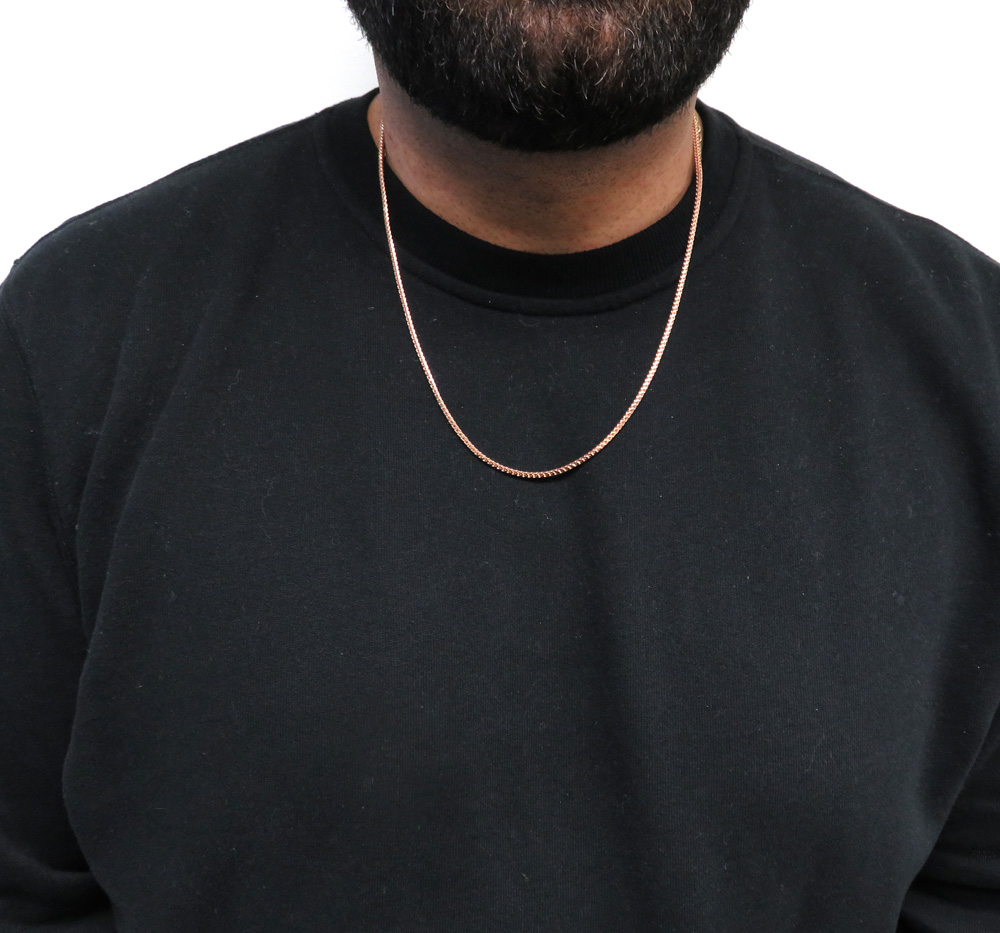 14k rose gold solid tight franco link chain 18-24 inches 2mm - Image 5