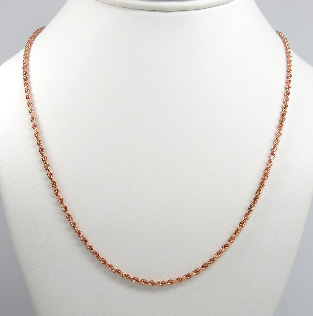14k solid rose gold diamond cut rope chain 16-24 inch 2.50mm