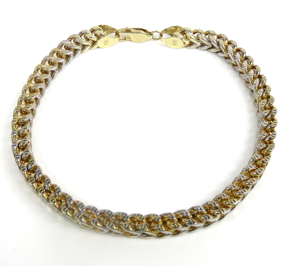 10k yellow gold diamond cut franco bracelet 9 inch 6mm 