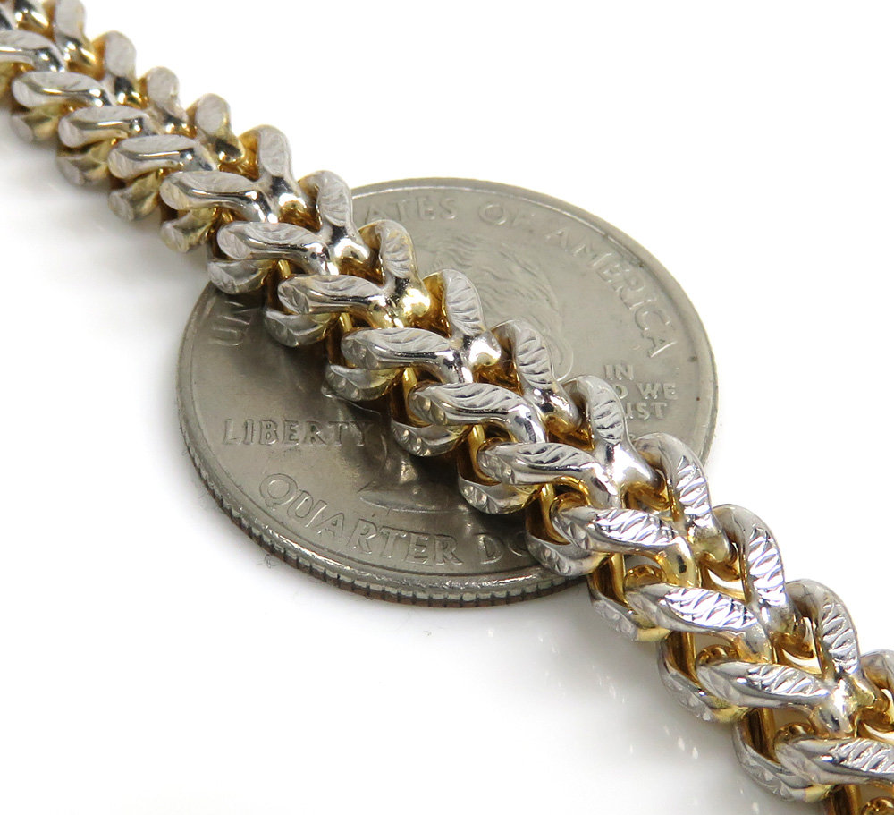 10k yellow gold diamond cut franco bracelet 9 inch 6mm  - Image 3