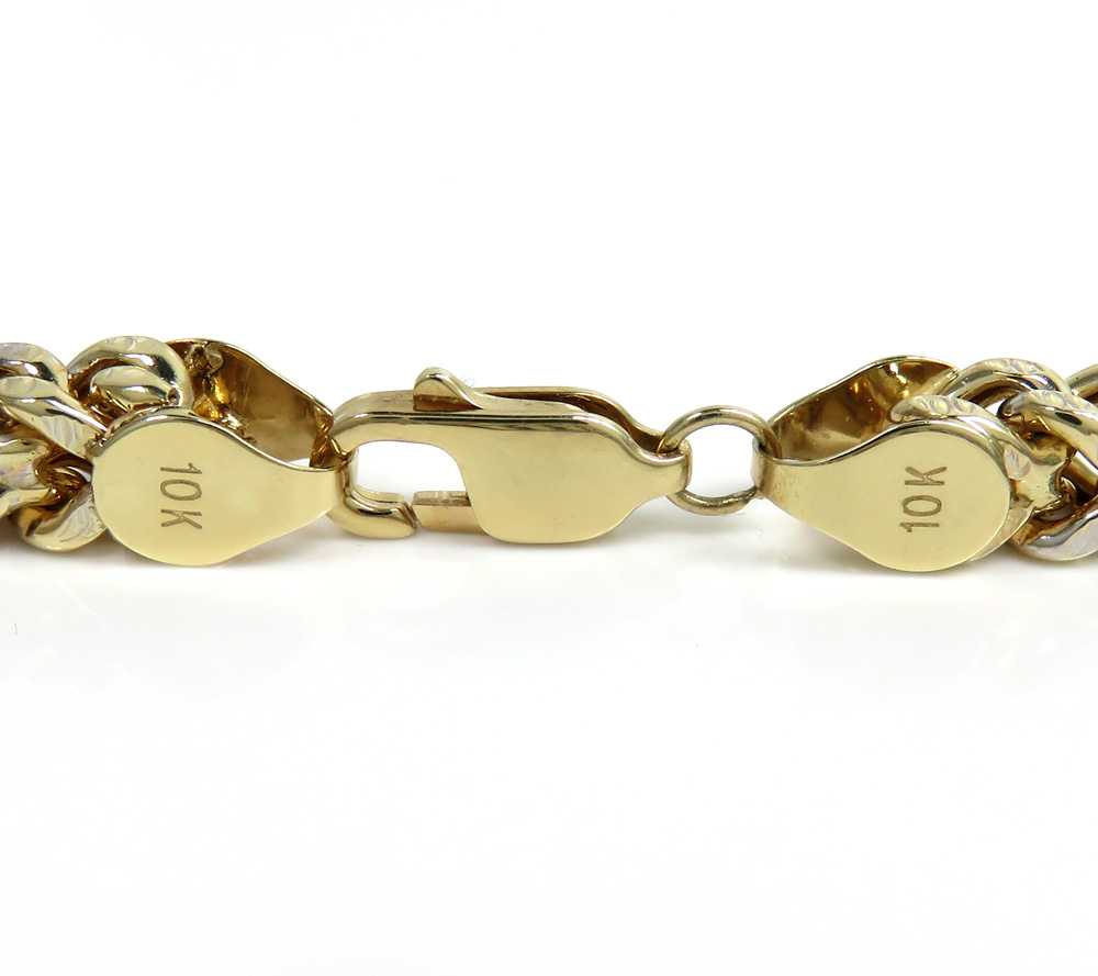 10k yellow gold diamond cut franco bracelet 9 inch 6mm 