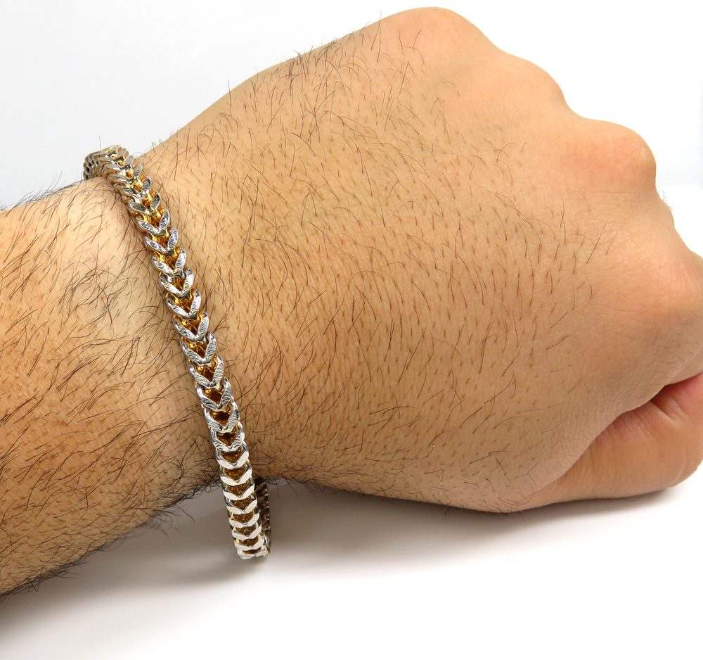 10k yellow gold diamond cut franco bracelet 9 inch 6mm  - Image 5