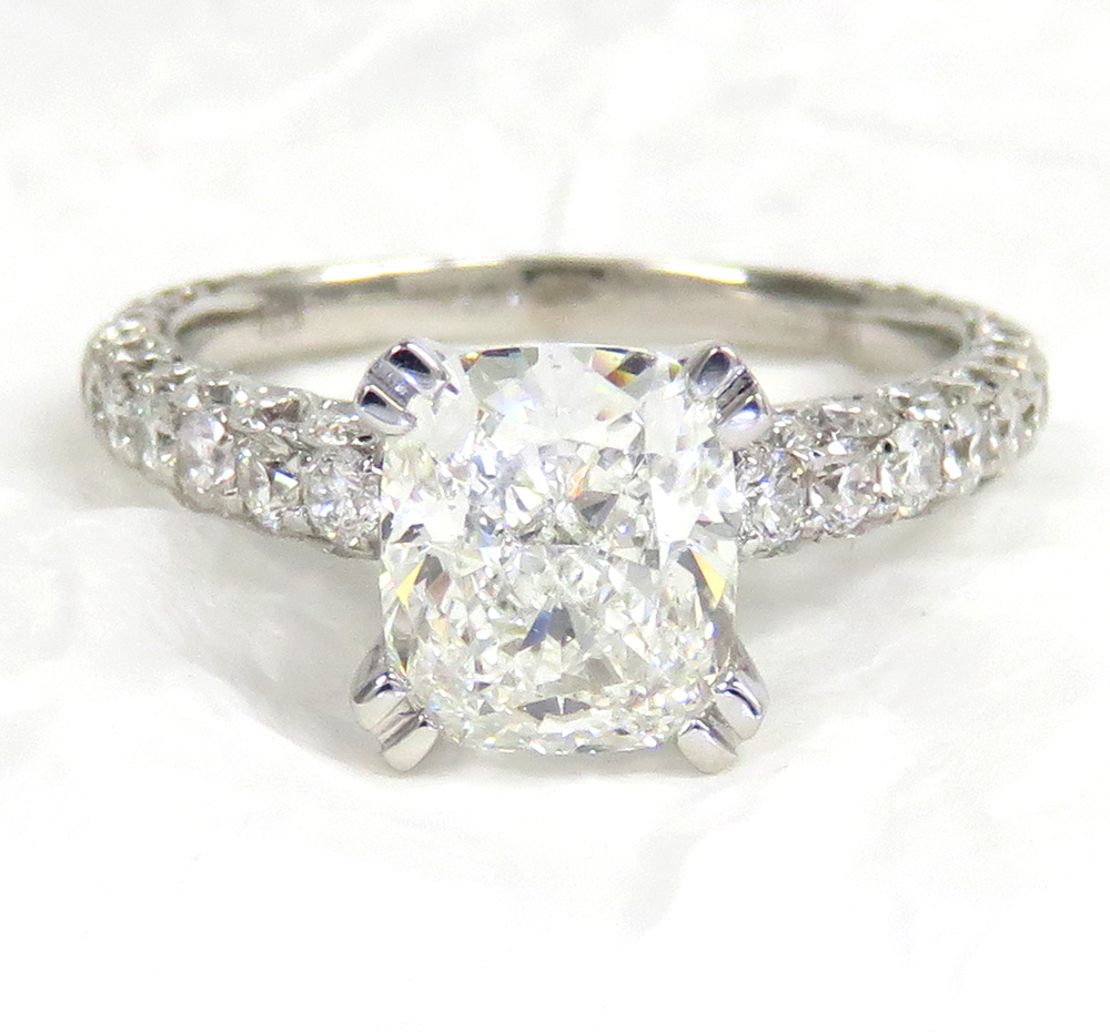 18k white gold gia certified elongated cushion diamond engagement ring 3.60ct