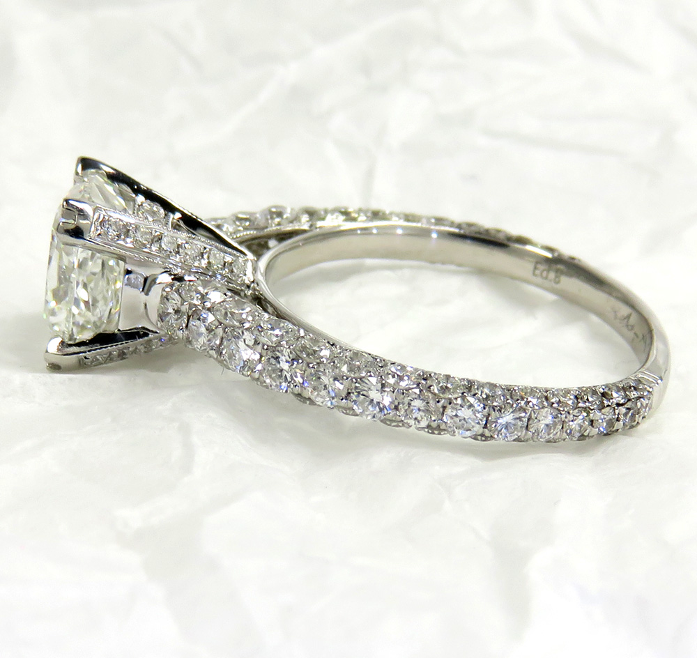 18k white gold gia certified elongated cushion diamond engagement ring 3.60ct - Image 3