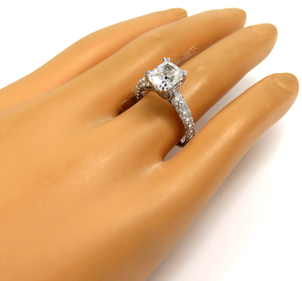 18k white gold gia certified elongated cushion diamond engagement ring 3.60ct