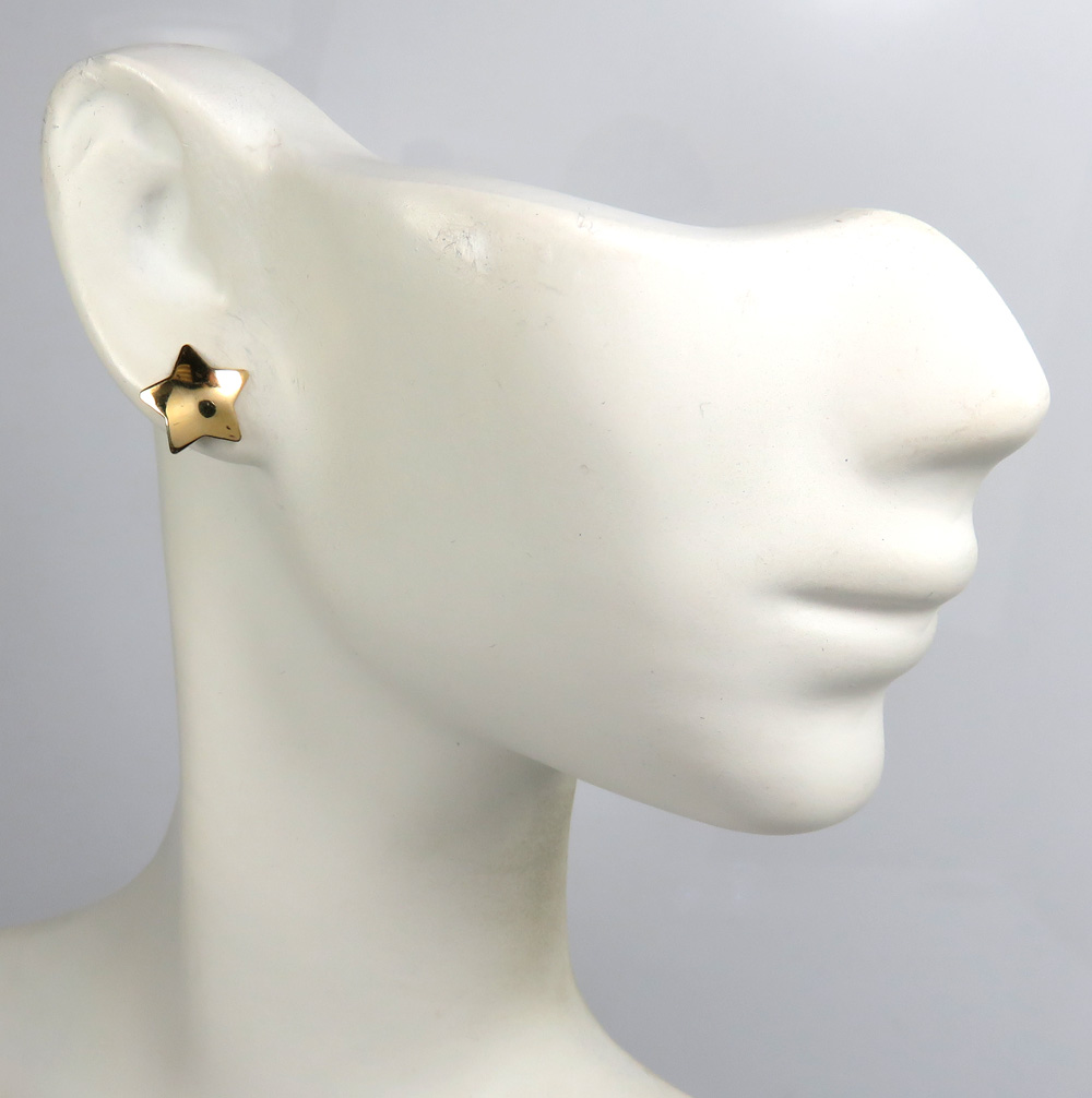 14k yellow gold mini star earrings  - Image 3