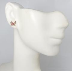 14k yellow gold pink & white cz mini butterfly earrings 0.10ct