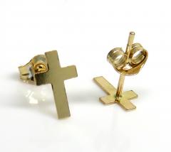 14k yellow gold mini cross earring 