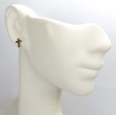 14k yellow gold mini cross earring 