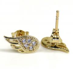 14k yellow gold mini cz wing earrings 0.10ct