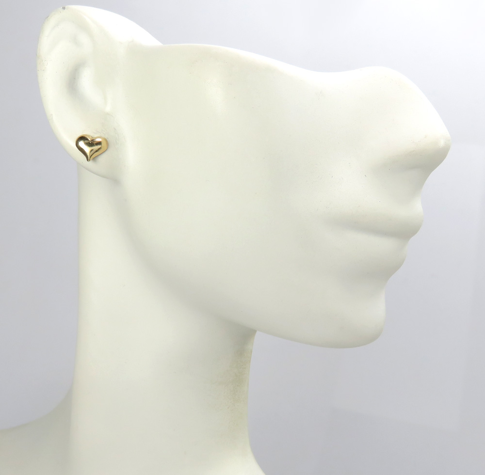 14k yellow gold mini heart earrings  - Image 3