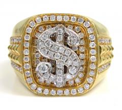 14k gold diamond dollar sign money ring 1.03ct