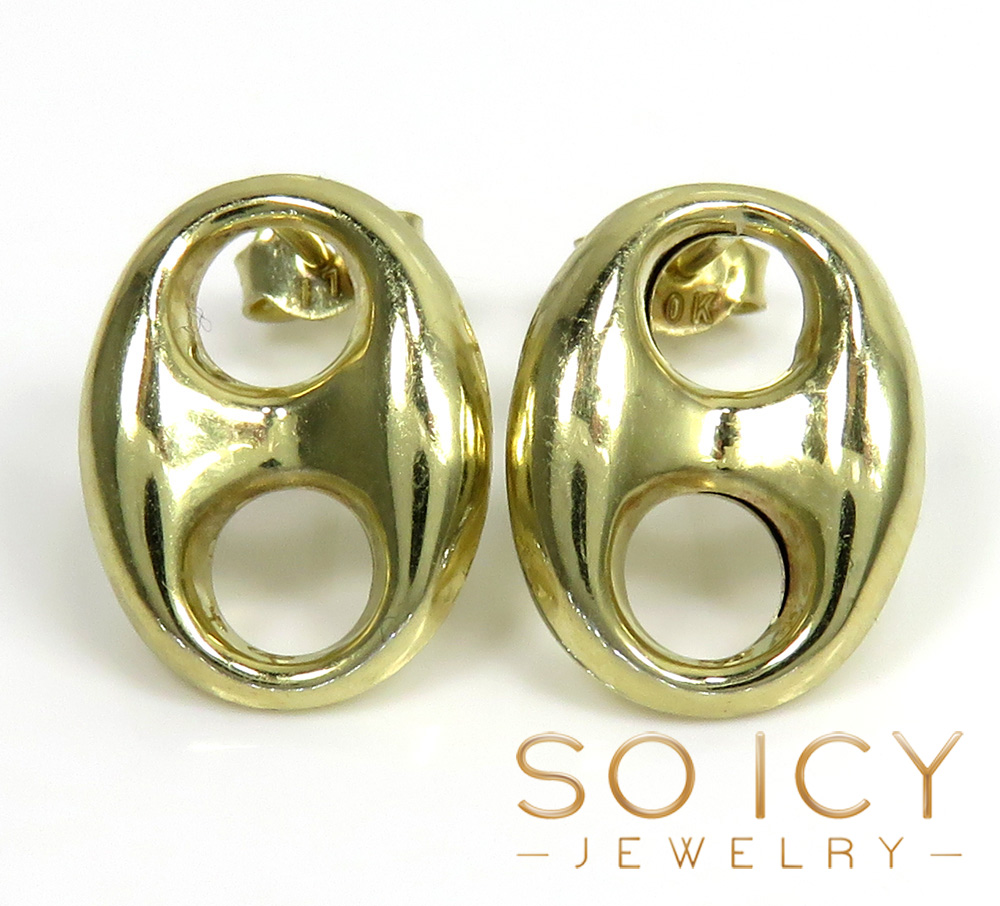 10k yellow gold large 12mm puffed gucci hollow earrings - Image 2