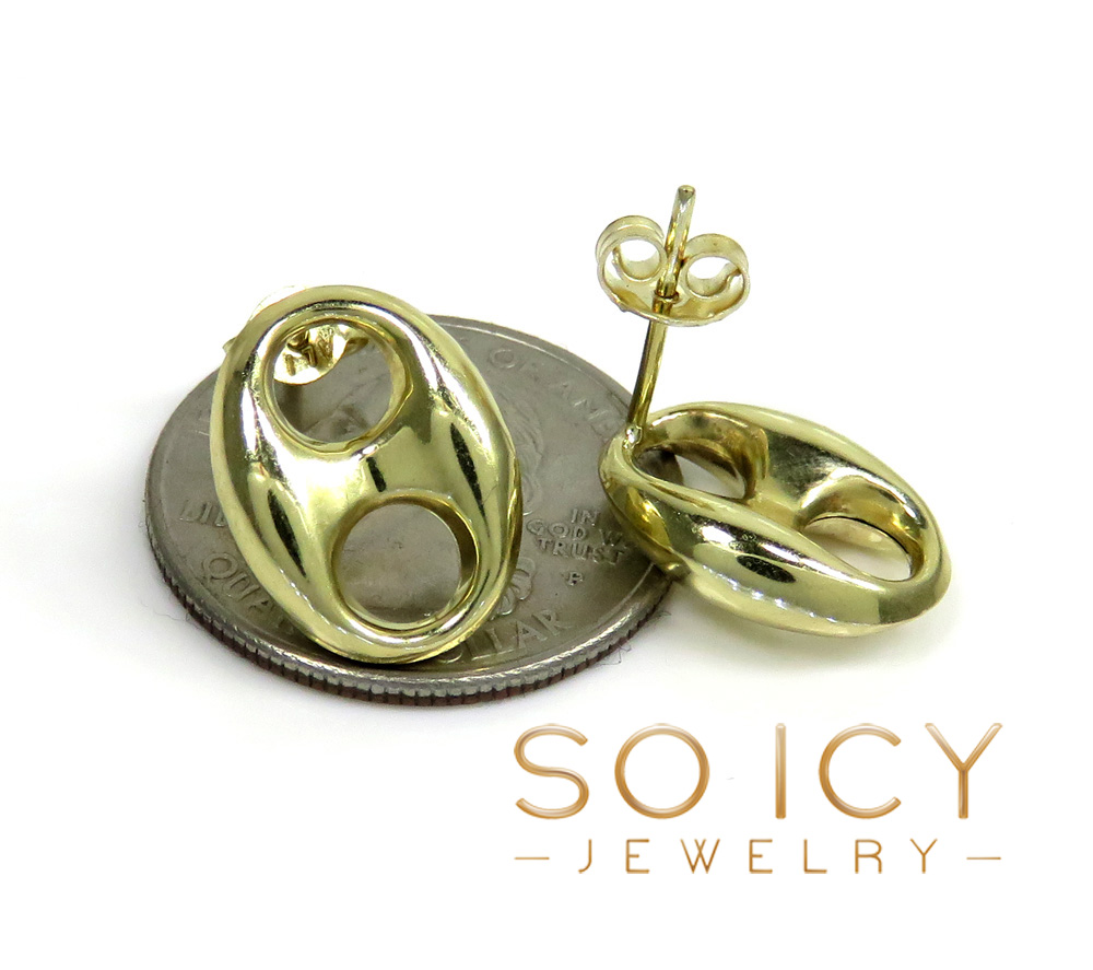 10k yellow gold large 12mm puffed gucci hollow earrings - Image 3