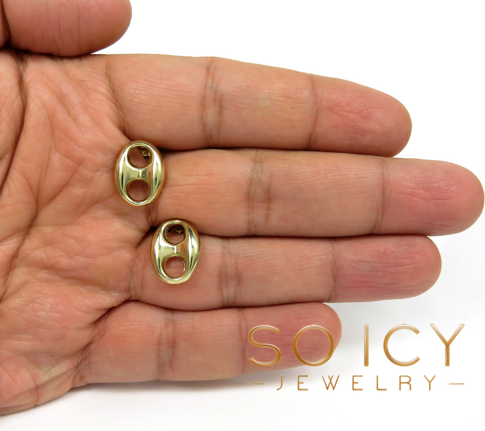 10k yellow gold large 12mm puffed gucci hollow earrings - Image 4