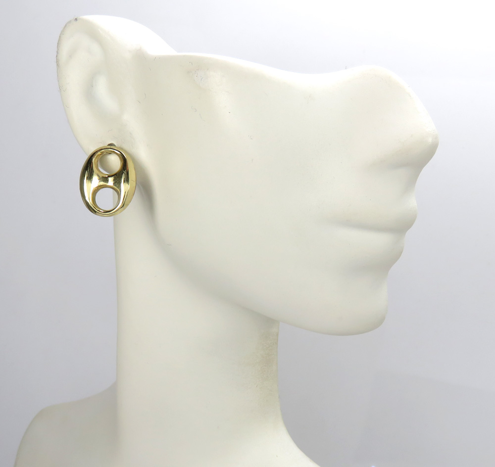 10k yellow gold large 12mm puffed gucci hollow earrings - Image 5