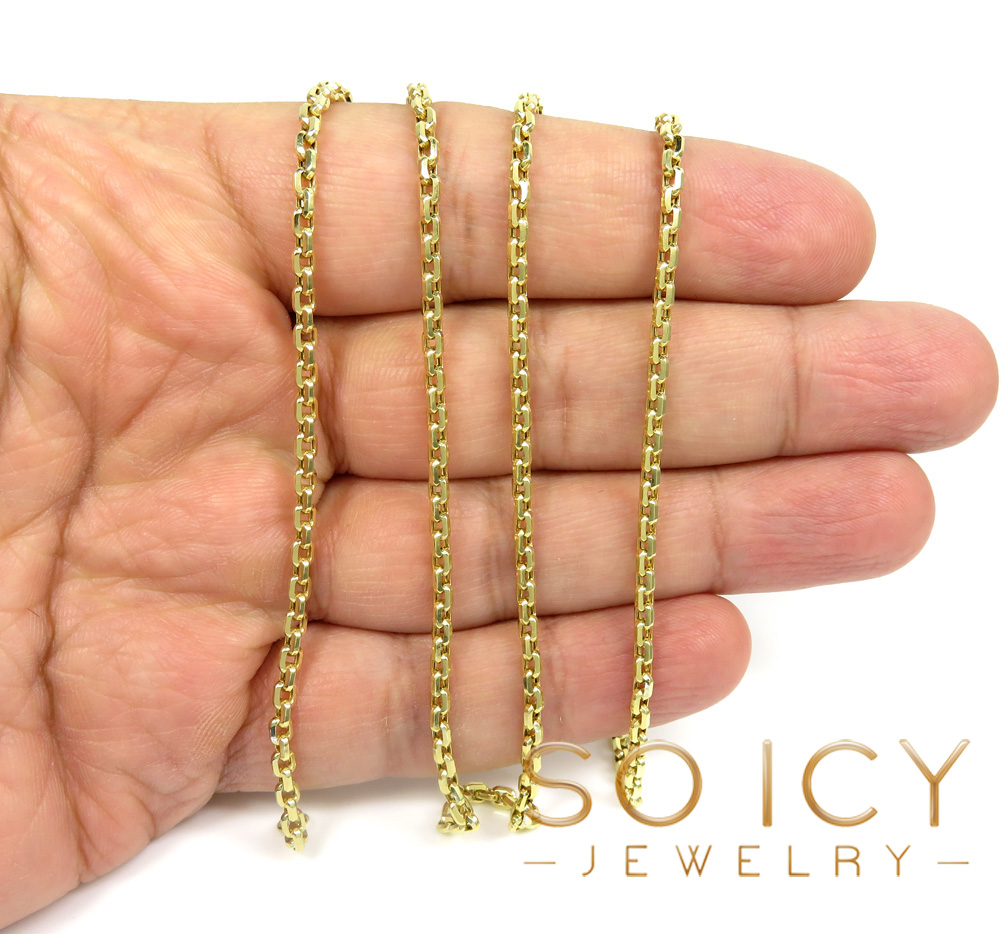 10k yellow gold hollow beveled edge cable chain 22-24 inches 2.70mm - Image 4