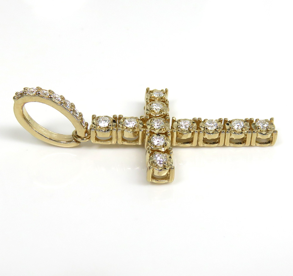 14k yellow gold medium diamond cut diamond cross 0.35ct