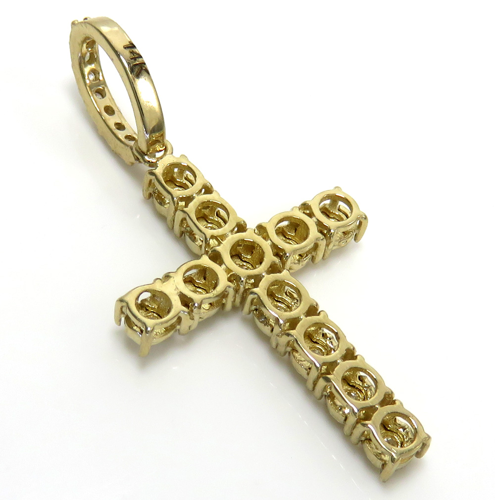 14k yellow gold medium diamond cut diamond cross 0.35ct