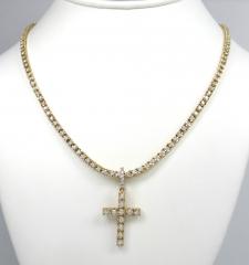 14k yellow gold medium diamond cut diamond cross 0.35ct