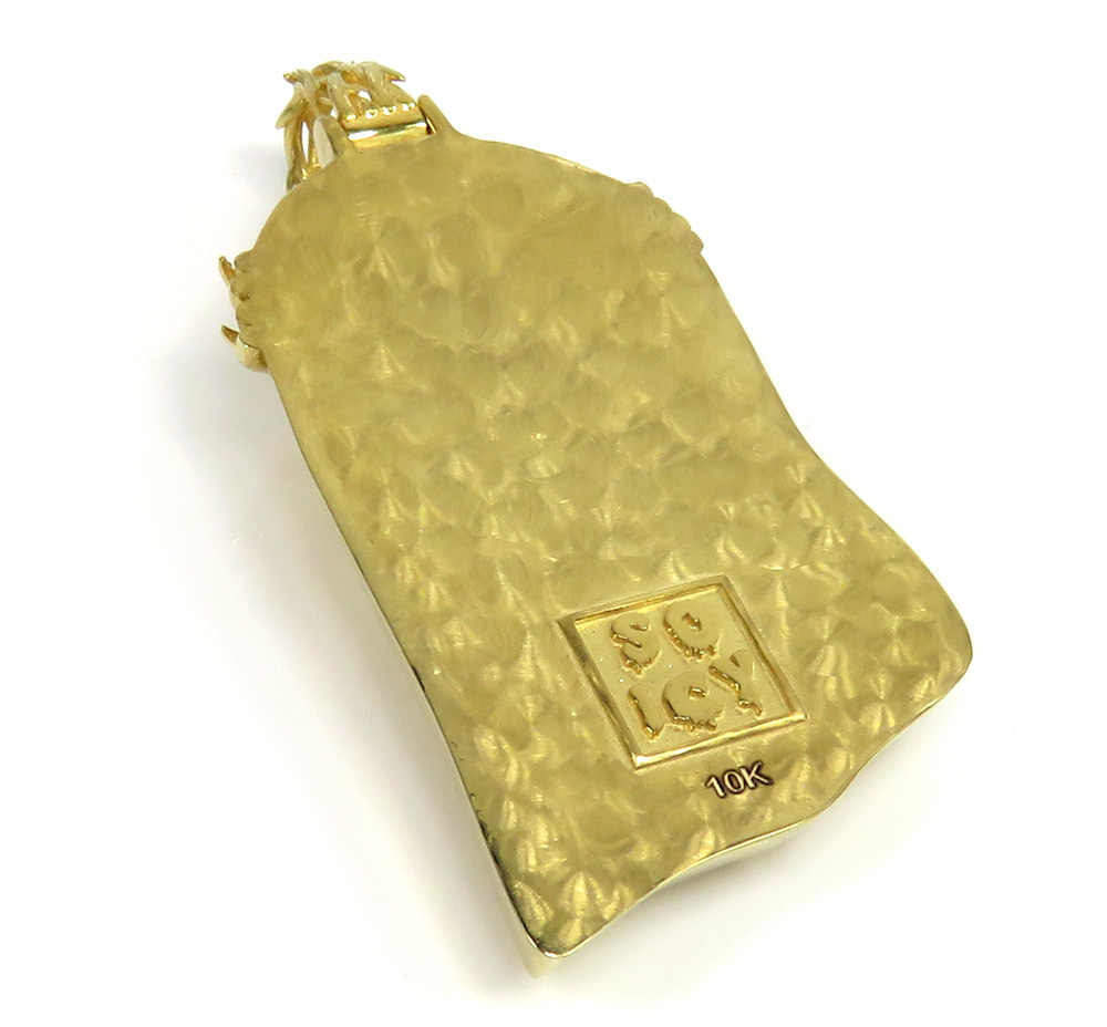 10k yellow gold large diamond cut jesus pendant 0.05ct