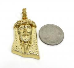 10k yellow gold large diamond cut jesus pendant 0.05ct