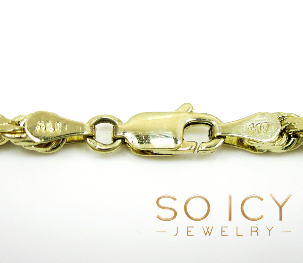 10k yellow gold solid diamond cut rope chain 20-30 inch 5mm - Image 3