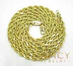 10k yellow gold solid diamond cut rope chain 20-30 inch 5mm 