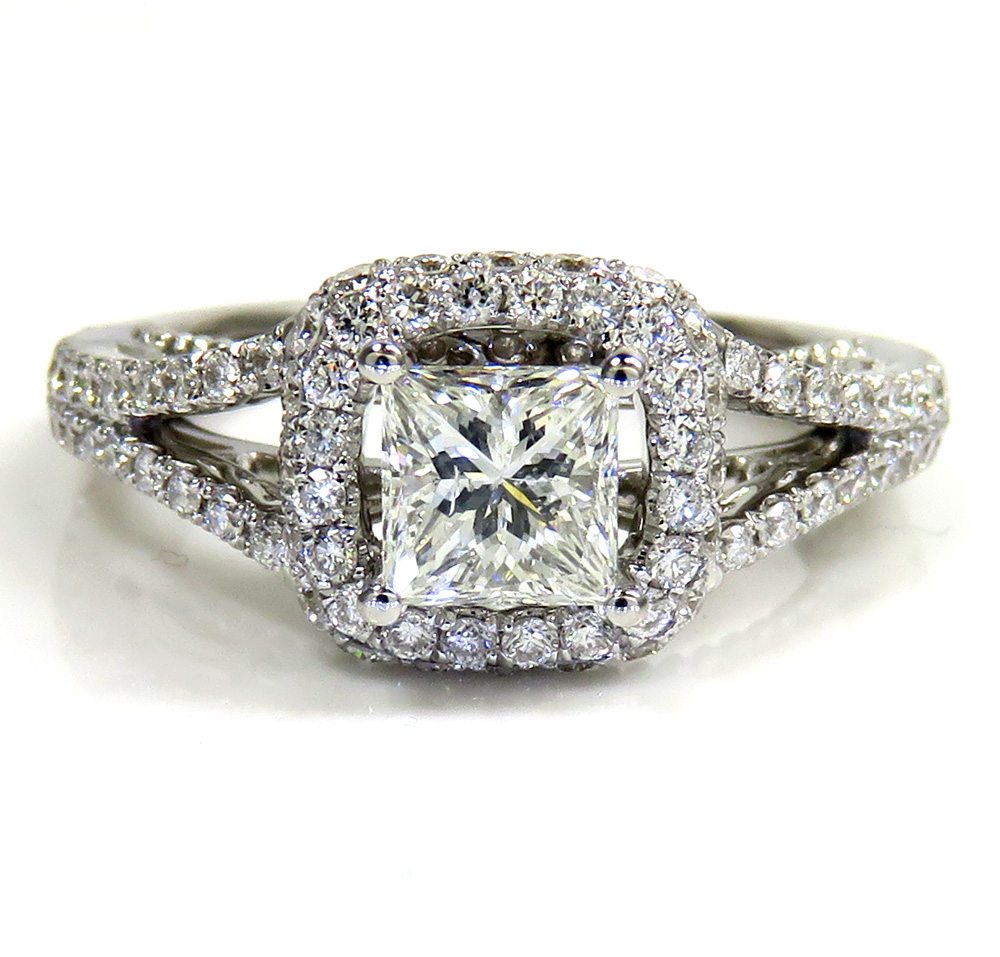 18k white gold gia certified princess cut diamond engagement ring 1.26ct