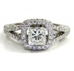 18k white gold gia certified princess cut diamond engagement ring 1.26ct