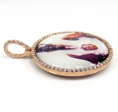 14k gold diamond large double sided picture pendant 1.30ct