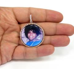 14k gold diamond large double sided picture pendant 1.30ct
