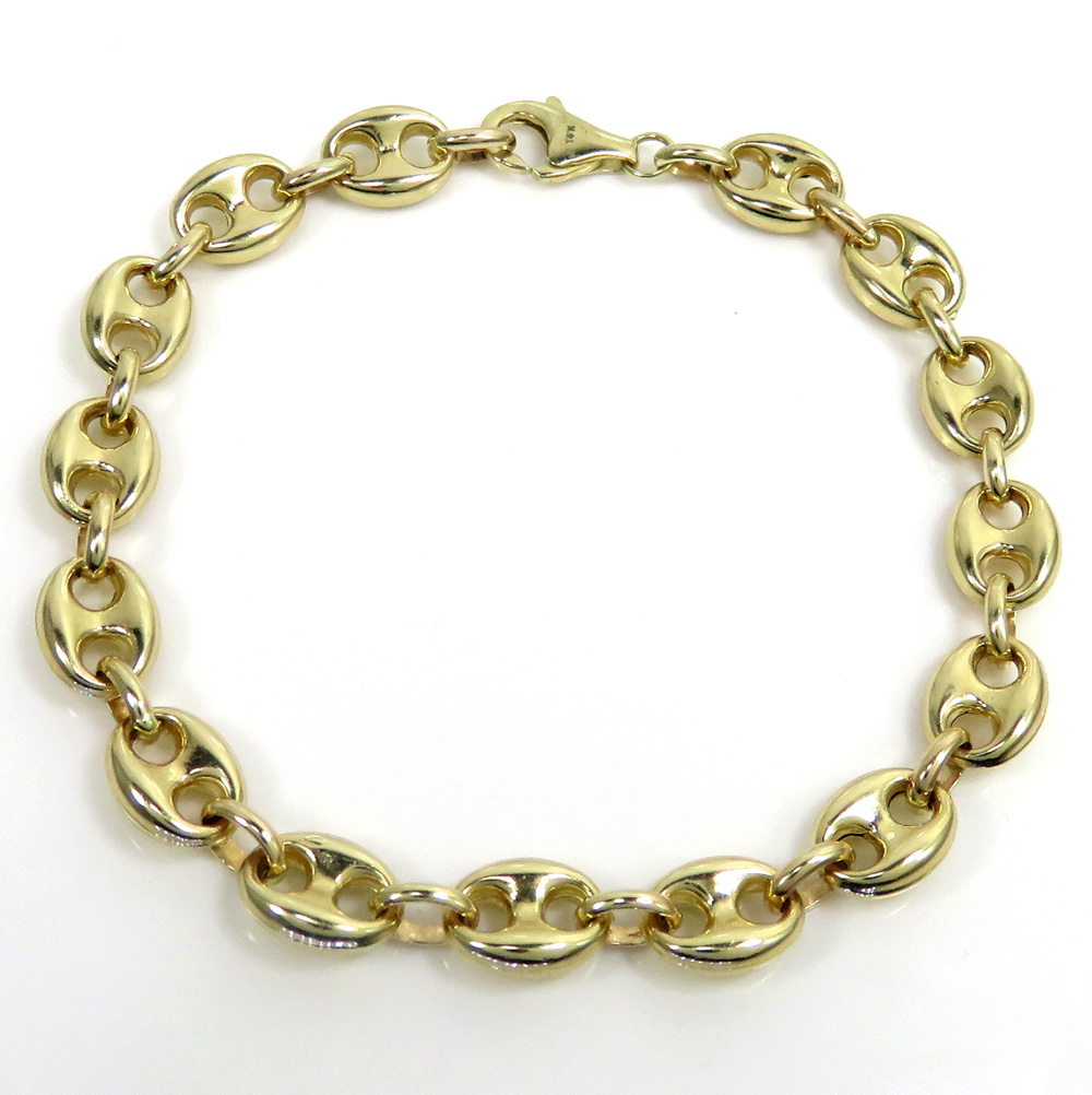 14k yellow gold hollow gucci puffed link bracelet 8mm 8