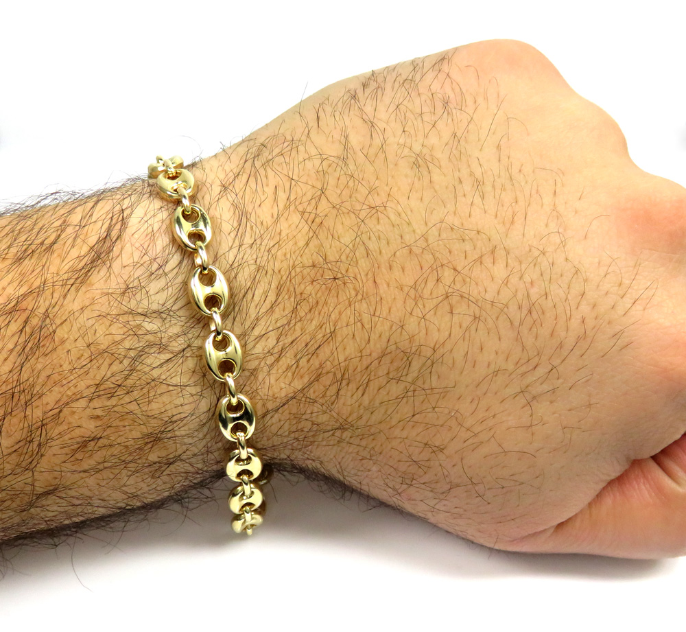 14k yellow gold hollow gucci puffed link bracelet 8mm 8