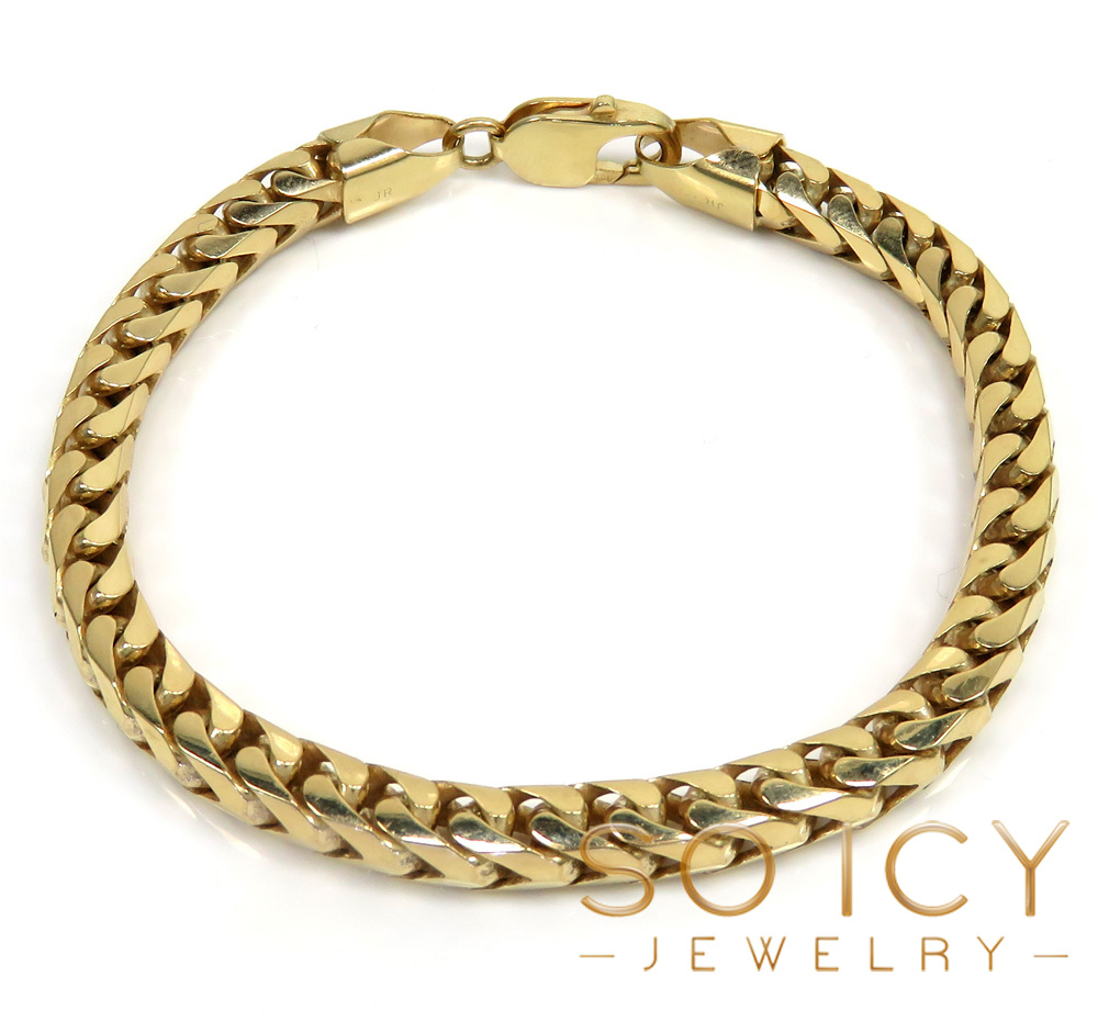10k yellow gold solid franco tight link bracelet 8.50 inches 6mm