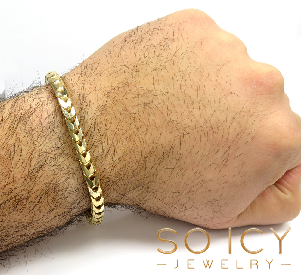 10k yellow gold solid franco tight link bracelet 8.50 inches 6mm