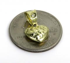 10k yellow gold mini diamond cut cz heart pendant 0.03ct