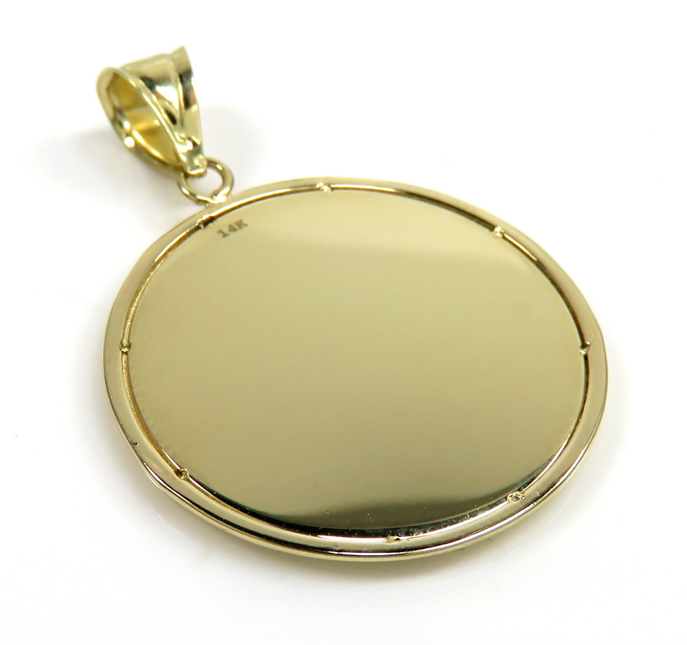 14k yellow gold fluted bezel picture pendant 