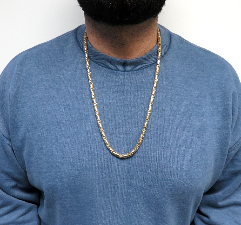 14k two tone gold anchor link chain 30 inch 6.30mm - Image 6